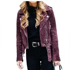 Blank NYC Plum Suede Moto Jacket XS